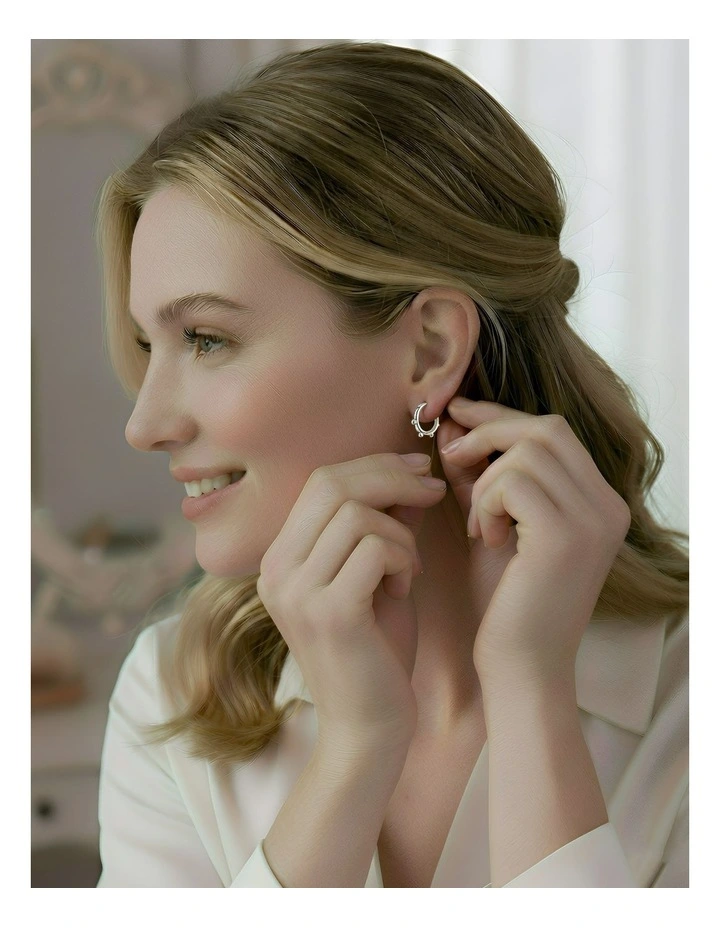 Minimalist Glossy Earrings in Silver image 4