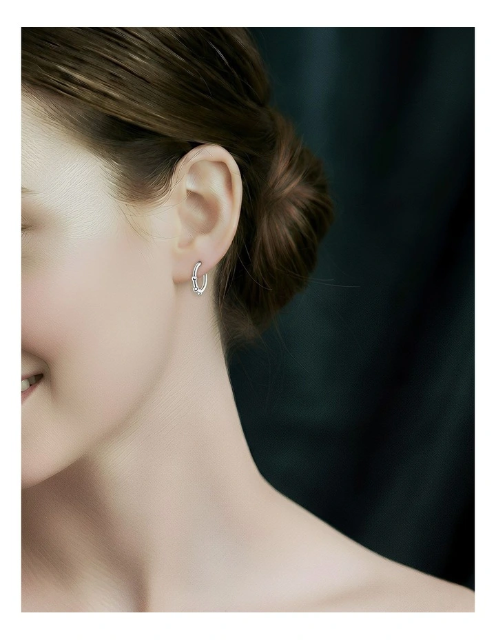 Minimalist Glossy Earrings in Silver image 5