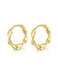 Minimalist Round Wave Twist Small Studs Earrings in Gold