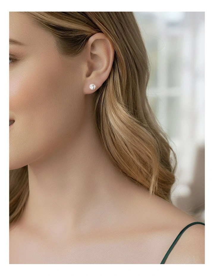 925 Baroque Geometric Irregular Pearl Studs Earrings in Pink image 2