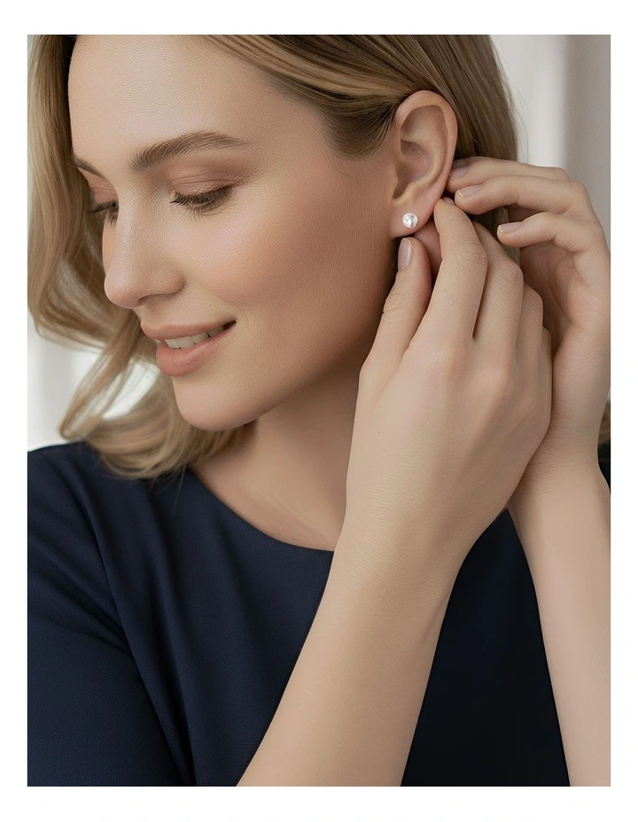 925 Baroque Geometric Irregular Pearl Studs Earrings in Pink image 3