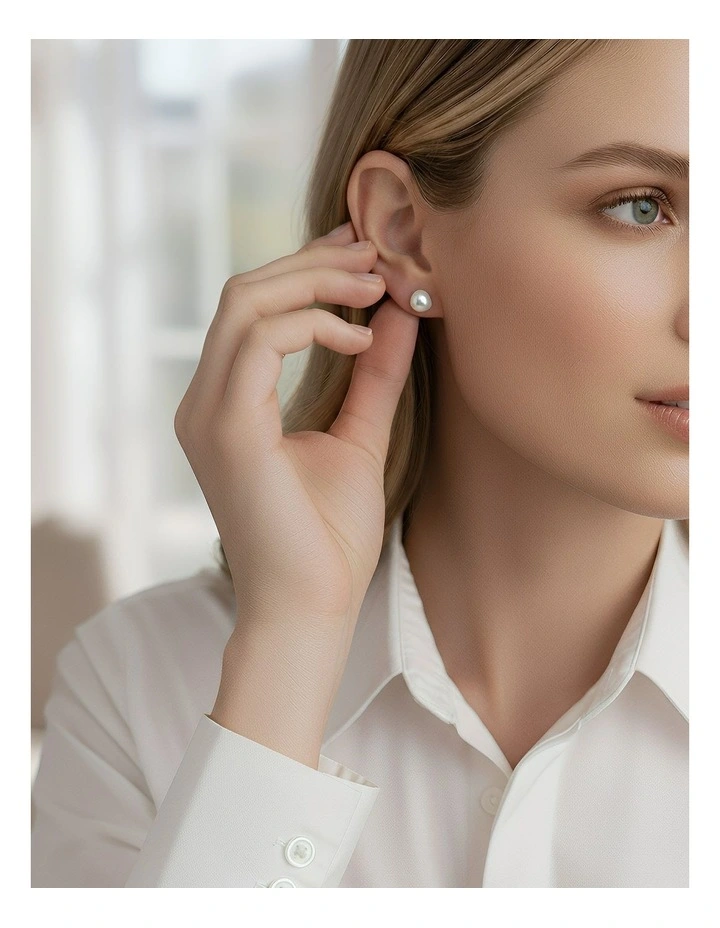 925 Baroque Geometric Irregular Pearl Studs Earrings in Pink image 4