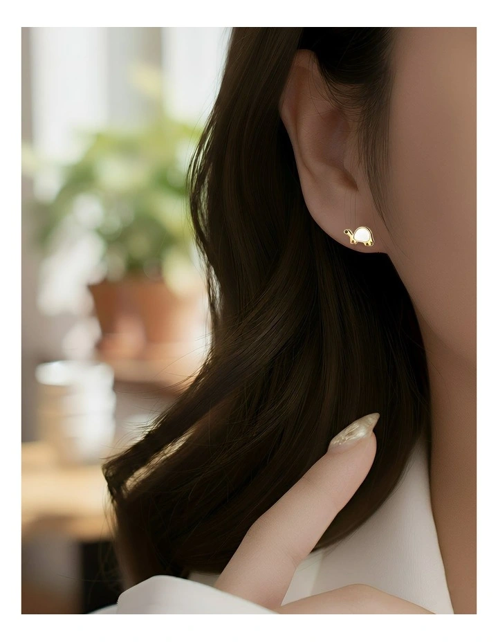 Anyluxe Fashion Earrings Gold 925 Sterling Cute Zootopia Shell Turtle Small Stud for Women Chic Jewelry Kid Gift image 4