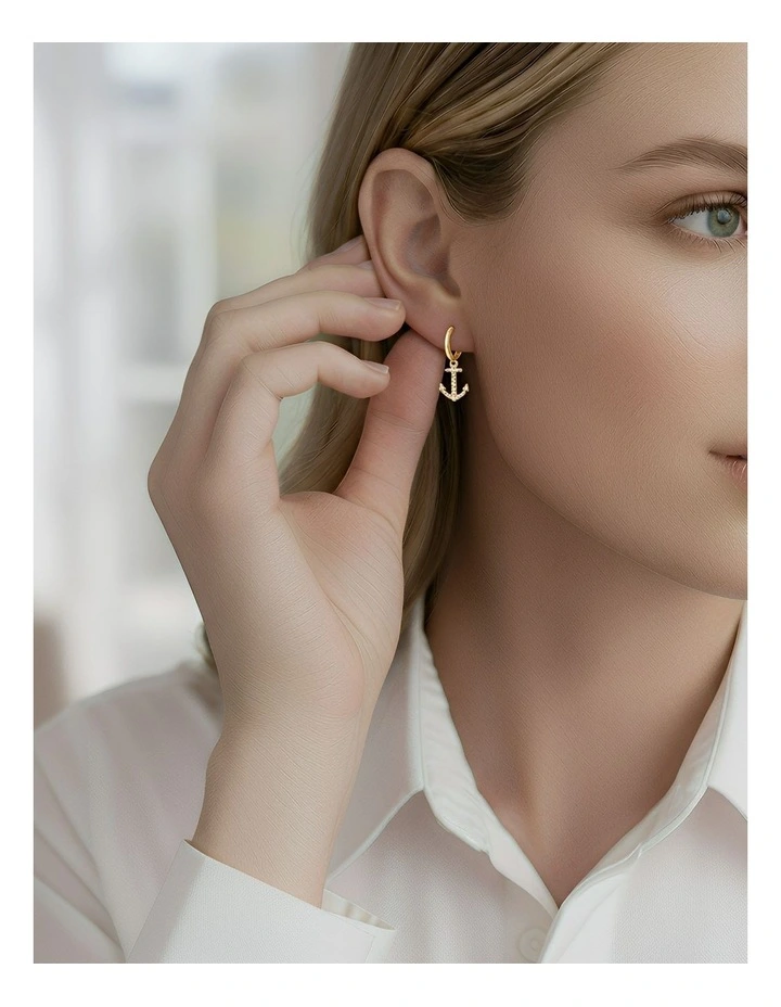 Gold Plated Minimalist Earrings in Gold image 2