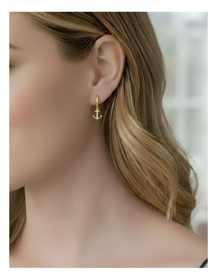 Gold Plated Minimalist Earrings in Gold image 3