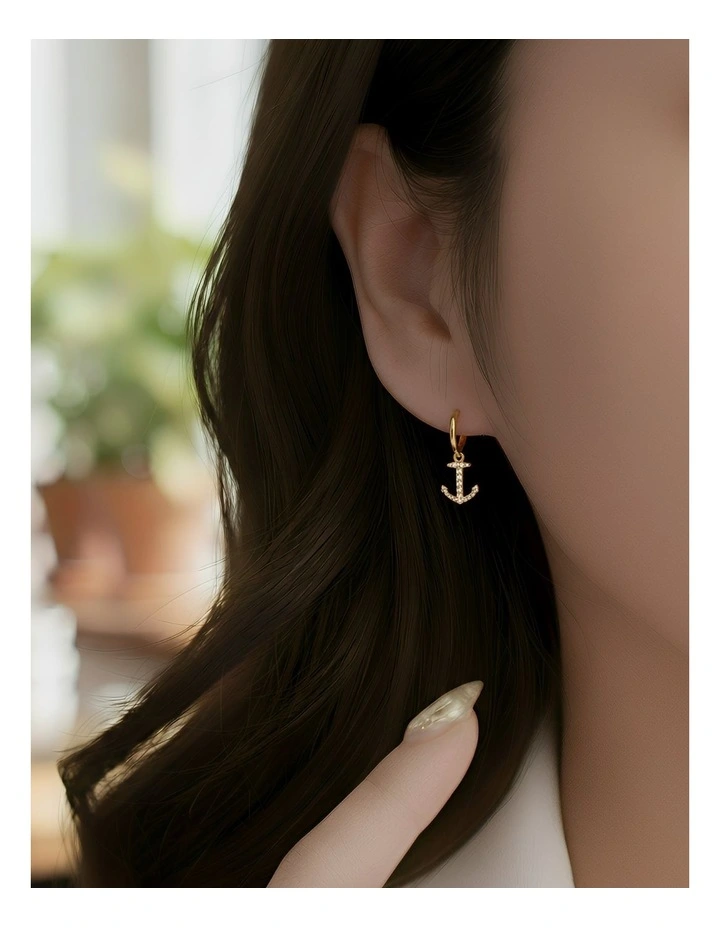 Gold Plated Minimalist Earrings in Gold image 5