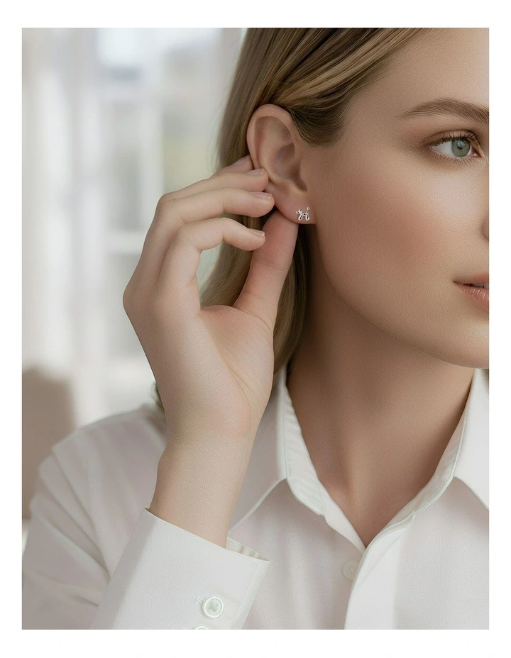 925 Cute Cartoon Halloween Puppy Stud Earrings in Silver image 2