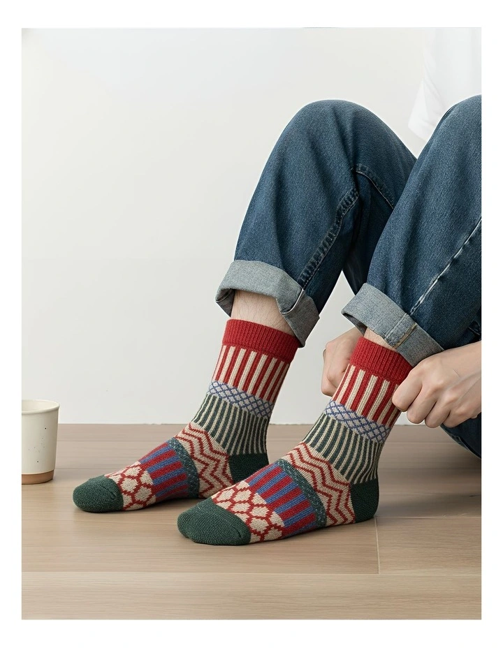 Anyfootwear Womens 5 Pairs Wool Socks in Winter Thick Warm Multicolor Fashion Casual image 3