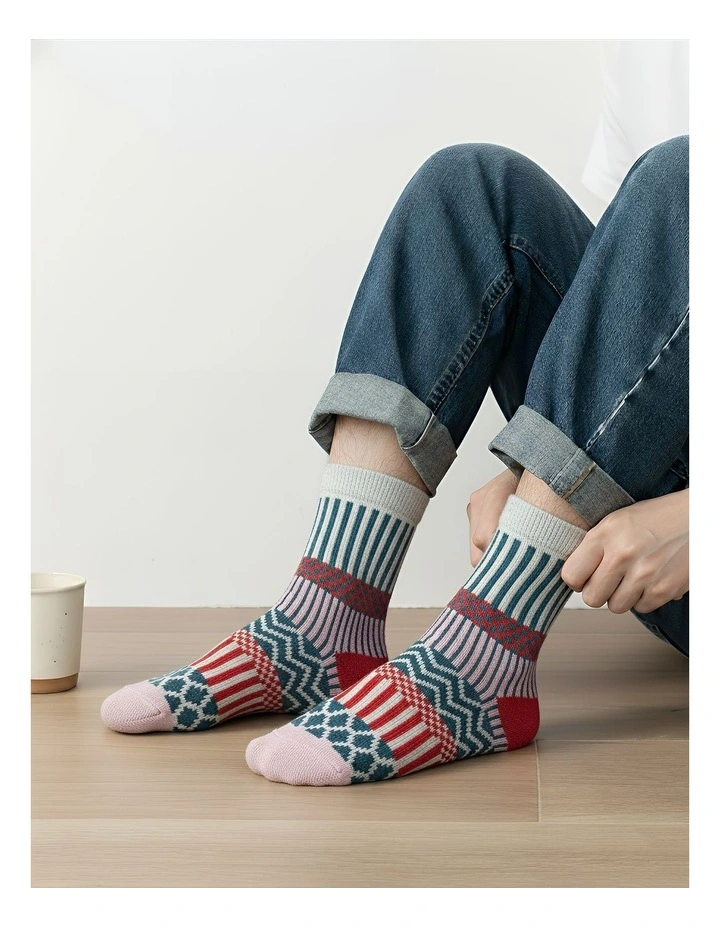 Anyfootwear Womens 5 Pairs Wool Socks in Winter Thick Warm Multicolor Fashion Casual image 6