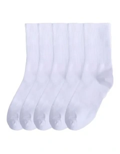 Size 4-10 Sports Socks 5 Pairs in White
