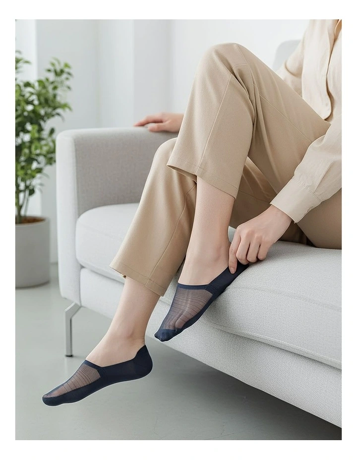 Anyfootwear 5 Pairs Black Invisible Socks in Thin No-Show Ankle Socks for Men & Women image 2