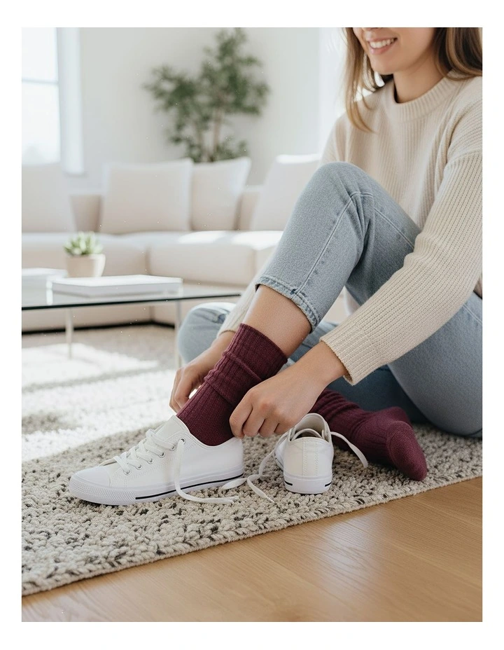 One Size 36-43 Retro Long Knitted Socks 5 Pairs in Purple image 4