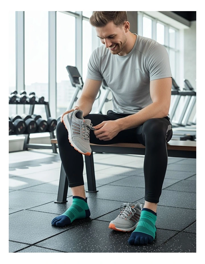 Anyfootwear 5 Pairs Blue Mens Socks 36-42 in Cotton, Breathable, Five-Toe Sports Socks image 3