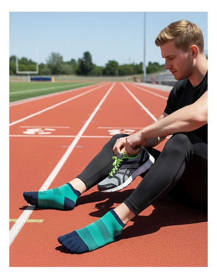 Anyfootwear 5 Pairs Blue Mens Socks 36-42 in Cotton, Breathable, Five-Toe Sports Socks image 5