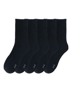 Long Cotton Socks 5 Pairs 43-48 in Black
