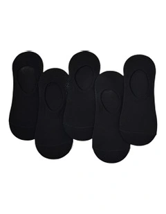 Size 4-9 Boat Socks 5 Pairs in Black