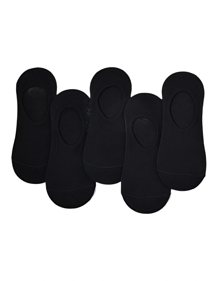 Size 4-9 Boat Socks 5 Pairs in Black image 1