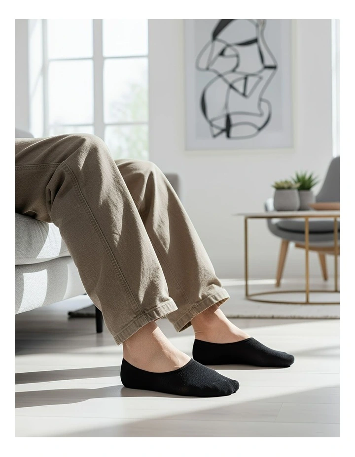 Size 4-9 Boat Socks 5 Pairs in Black image 5