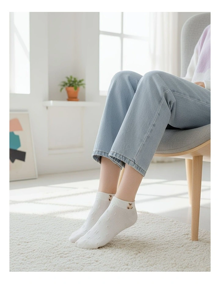 Cartoon Animal Prints Socks 5 Pairs in White image 6