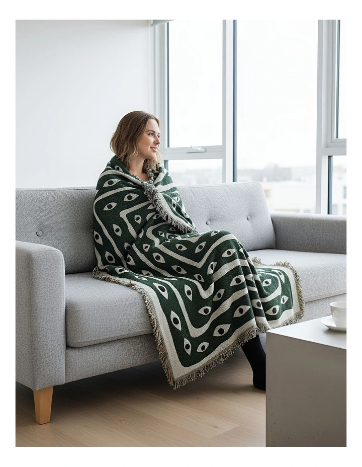 Faux Cashmere Throw Blanket 130x160cm in Green image 5