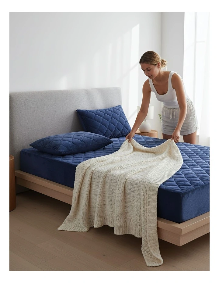 King Size Mattress Cover in Navy Blue image 3