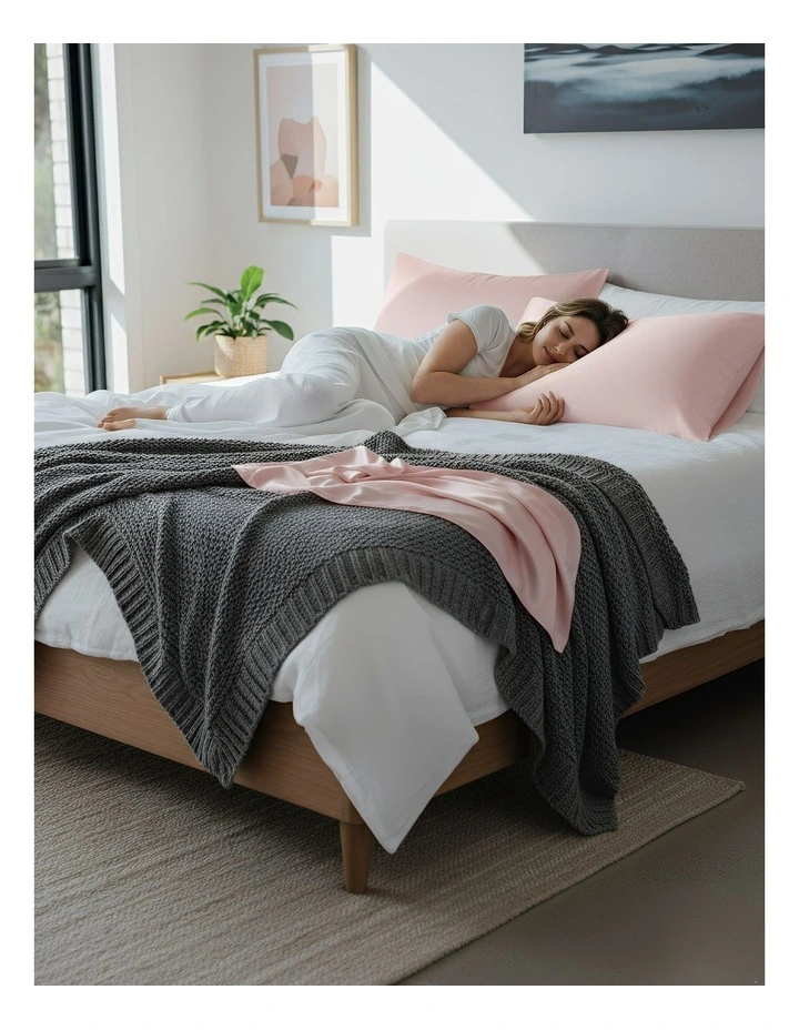 Anyhouz Pillowcase 50x75cm Pink Natural Mulberry Silk For Comfortable And Relaxing Home Bed image 3