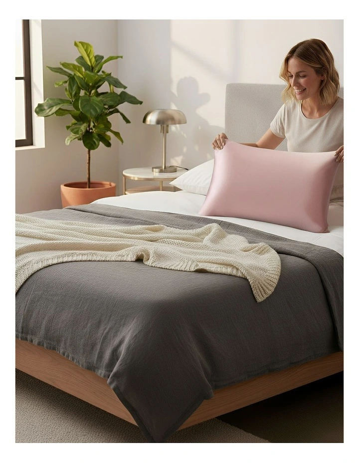 Anyhouz Pillowcase 50x75cm Pink Natural Mulberry Silk For Comfortable And Relaxing Home Bed image 5