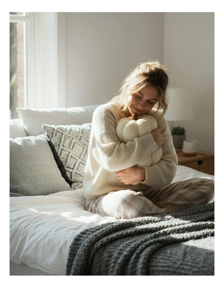 Lamb Fleece Plush Pillow in White image 5