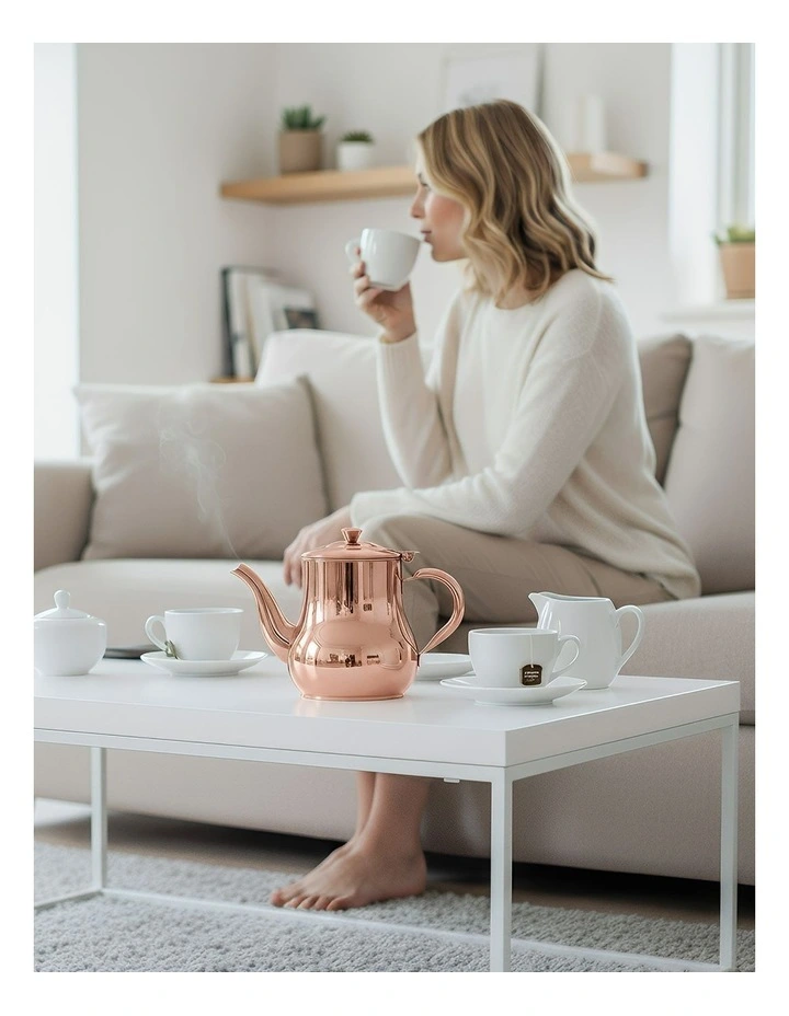Anygleam Teapot Rose Gold Stainless Steel with Filter for Coffee, Tea, Oil and Liquid Seasonings Container Kettle image 3