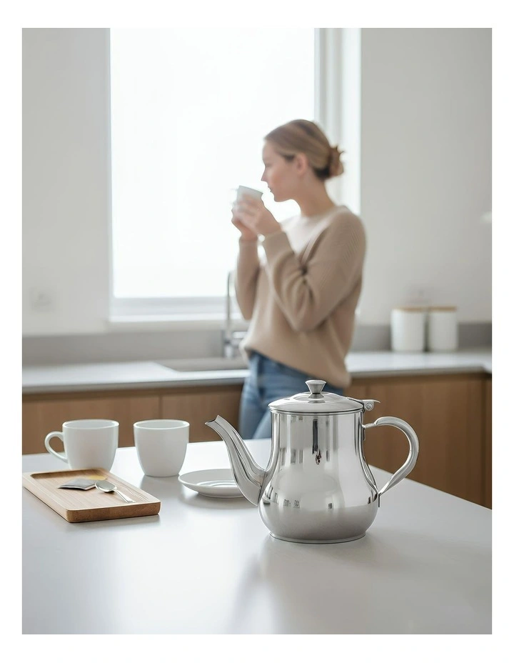 Anygleam Teapot Silver Stainless Steel with Filter for Coffee, Tea, Oil and Liquid Seasonings Container Kettle image 4