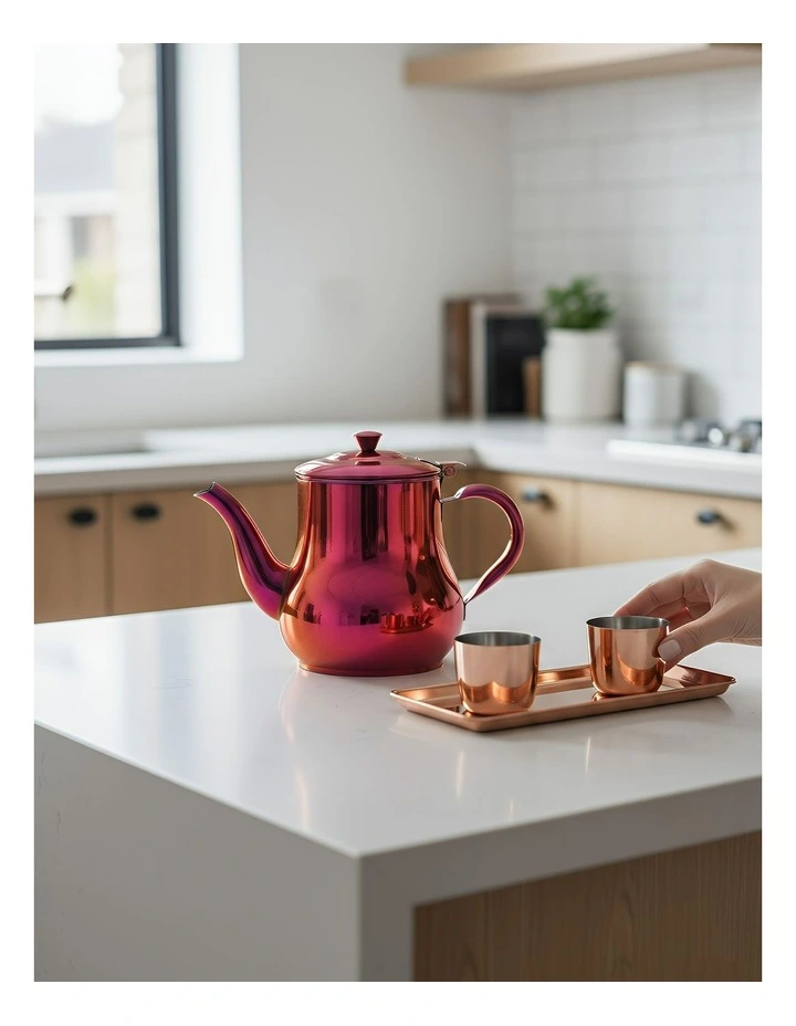 Stainless Steel With Filter Container Kettle Teapot in Red Rainbow image 2