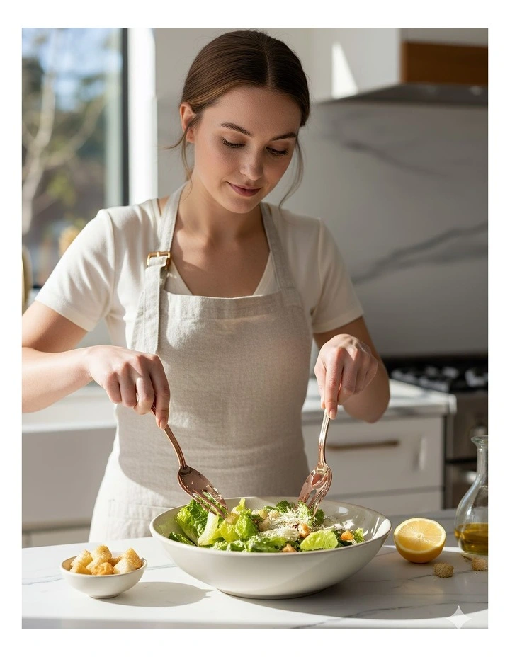 Salad Spoon And Fork Set 2 Piece in Rose Gold image 3