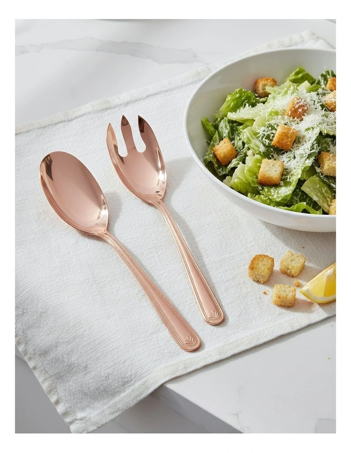 Salad Spoon And Fork Set 2 Piece in Rose Gold image 4