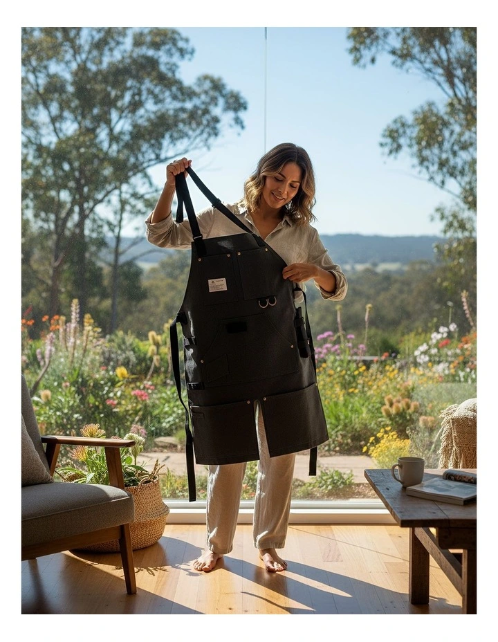 Anypron Black Denim Tool Apron for Gardening & Woodworking image 2