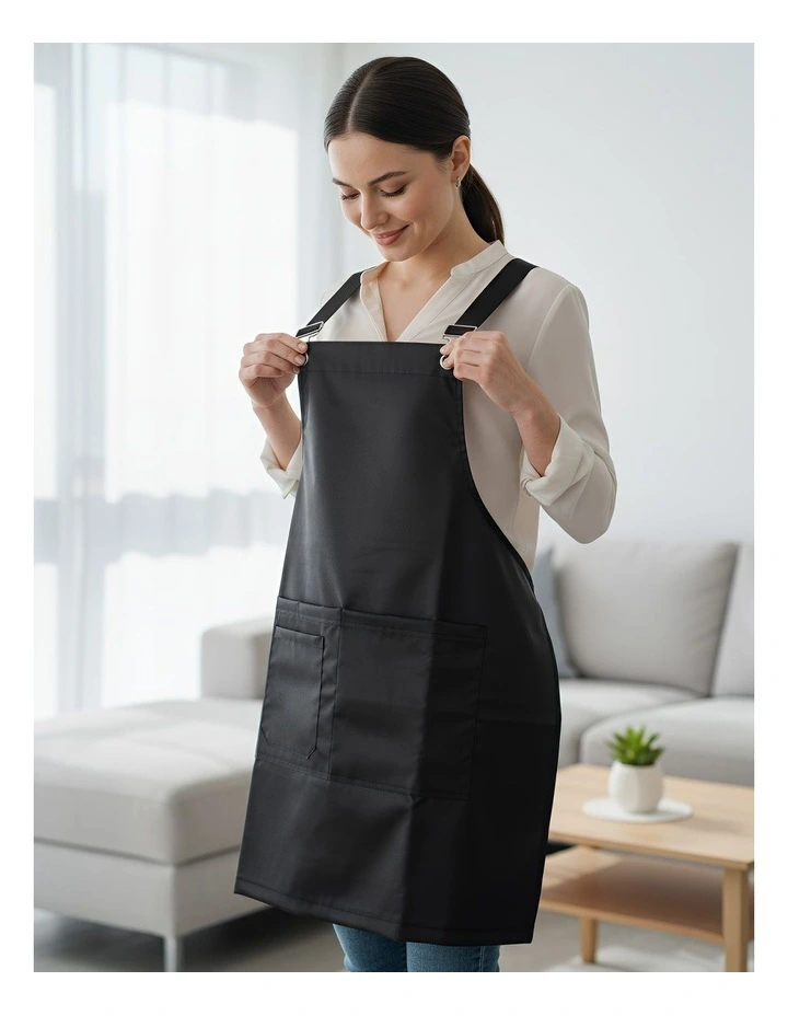 Anypron Black Work Apron with Pockets for Chef Stylist Florist image 2