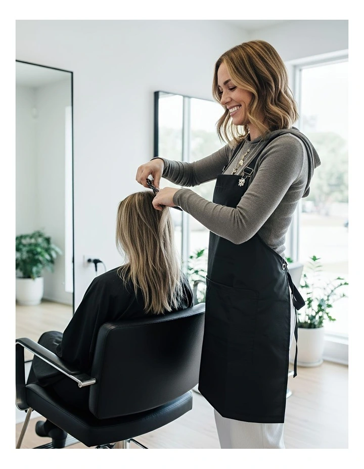 Anypron Black Work Apron with Pockets for Chef Stylist Florist image 3