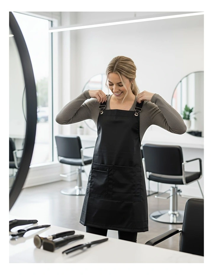 Anypron Black Work Apron with Pockets for Chef Stylist Florist image 4