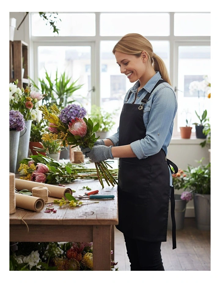 Anypron Black Work Apron with Pockets for Chef Stylist Florist image 5