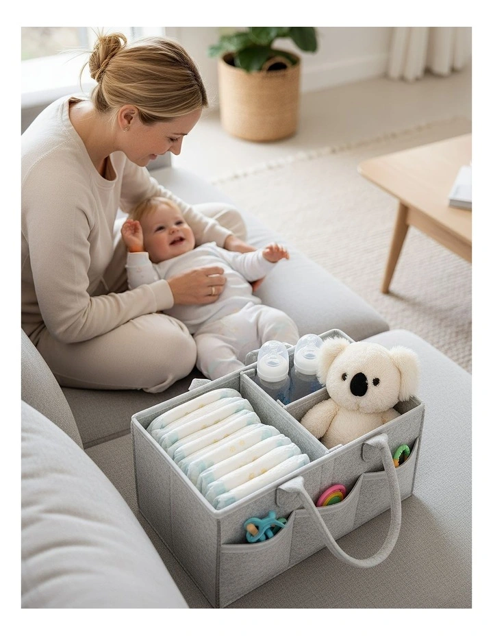 Mommy Diaper Bag in Light Grey image 3