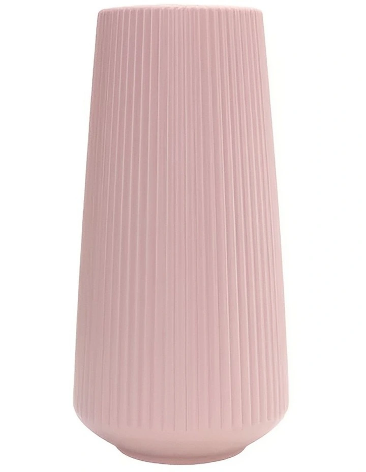 Anydeco Flower Vase Pink Large Ribbed Nordic Style Pot Living Room Decor image 1