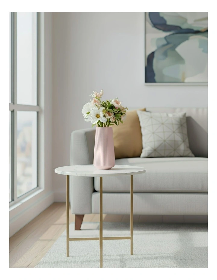 Anydeco Flower Vase Pink Large Ribbed Nordic Style Pot Living Room Decor image 4