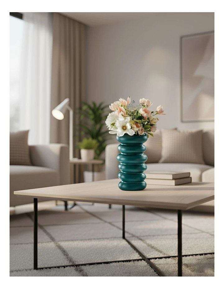 Anydeco Flower Vase Blue Medium Nordic Plastic Spiral Pot Home Decor image 2