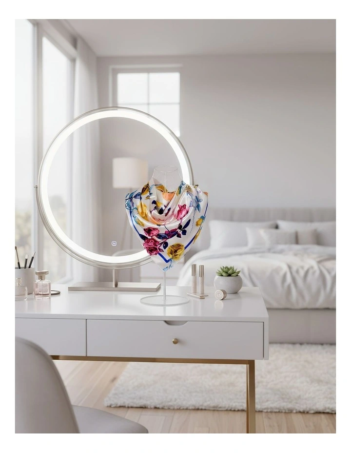 Colored Floral Silk Scarf in White image 3