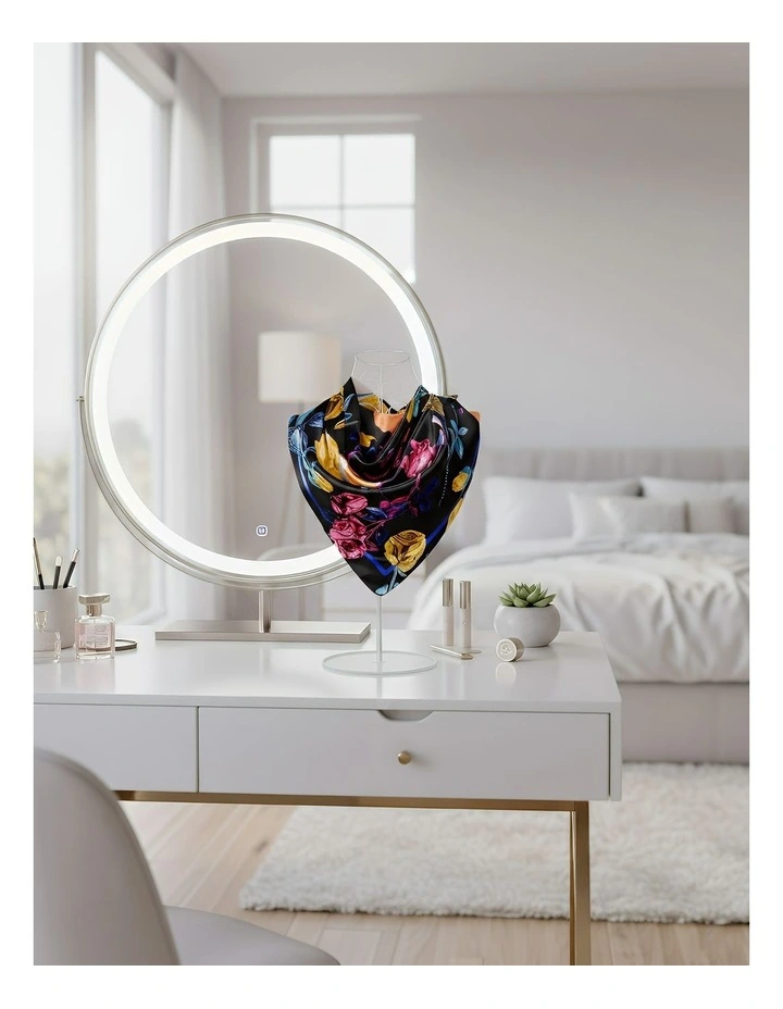 Floral Printed Silk Scarf in Pink image 3