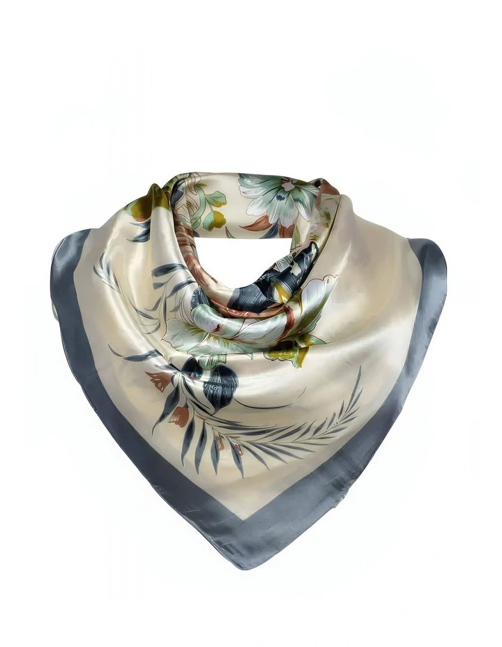 Floral Print Scarf in Grey image 1