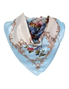 Rose Floral Scarf in Blue