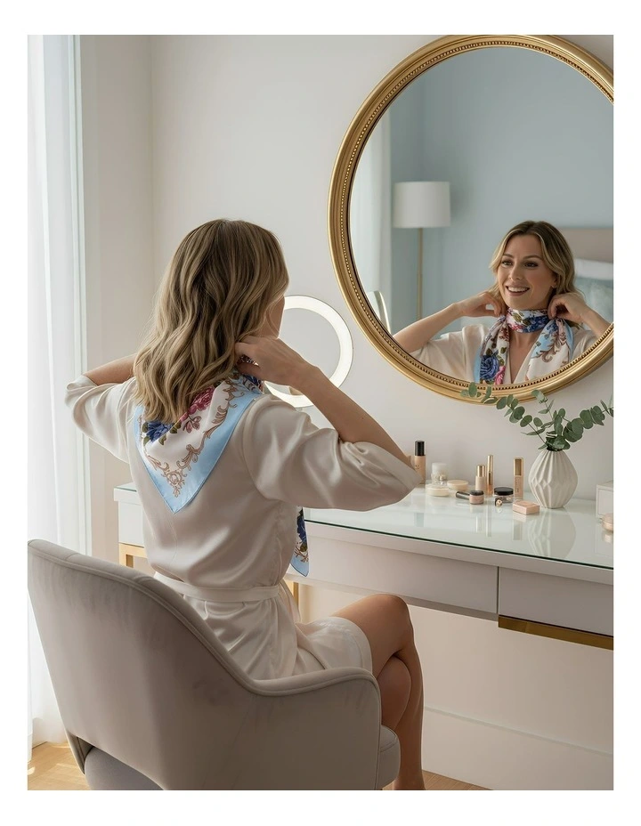 Rose Floral Scarf in Blue image 4