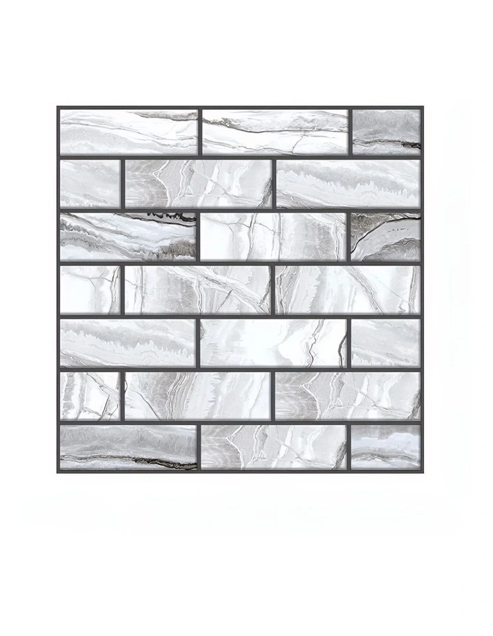 ANYHOUZ 10pcs Self Adhesive Vinyl Wall Tile Grey Marble Waterproof image 1