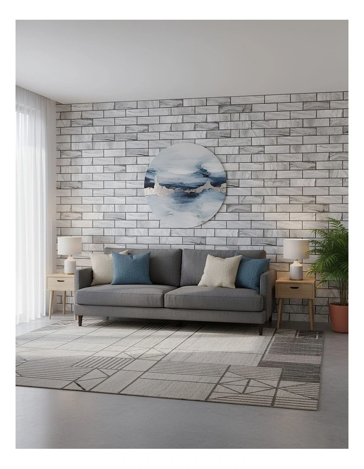 ANYHOUZ 10pcs Self Adhesive Vinyl Wall Tile Grey Marble Waterproof image 2