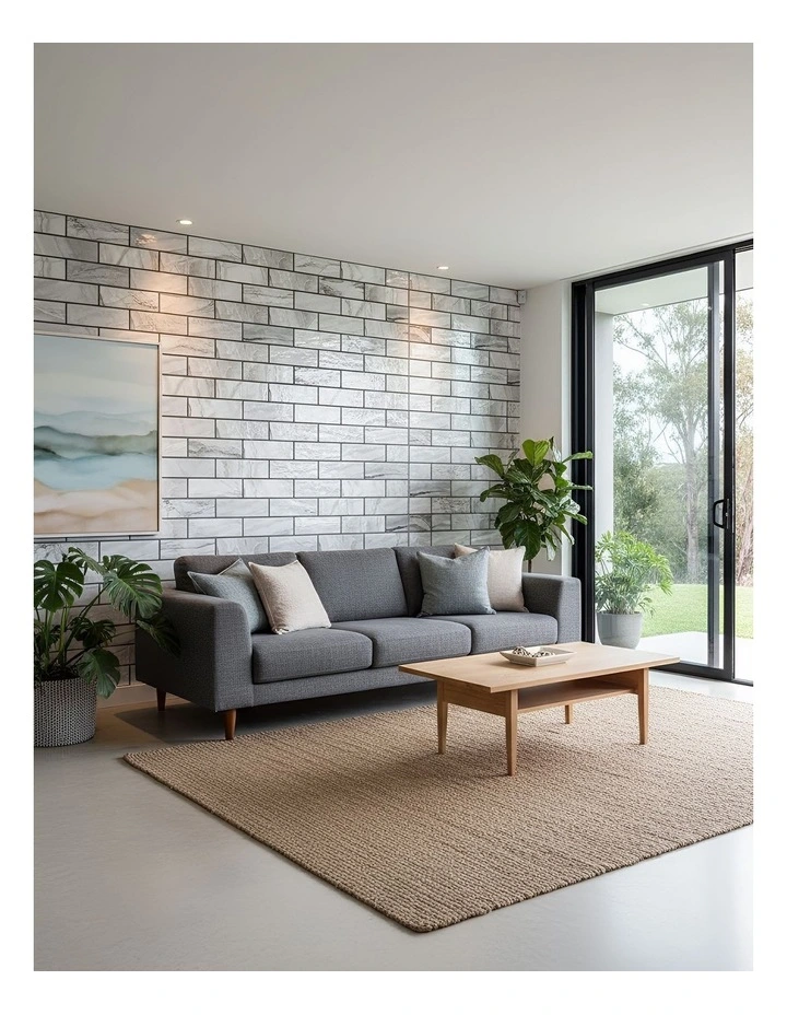 ANYHOUZ 10pcs Self Adhesive Vinyl Wall Tile Grey Marble Waterproof image 4